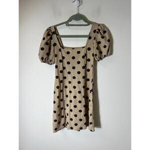 MNG Tan with Black Polka Dot Mini Dress Sz 4